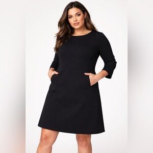 💜Buffalo David Bitton Elegant Black Midi Dress with Pockets